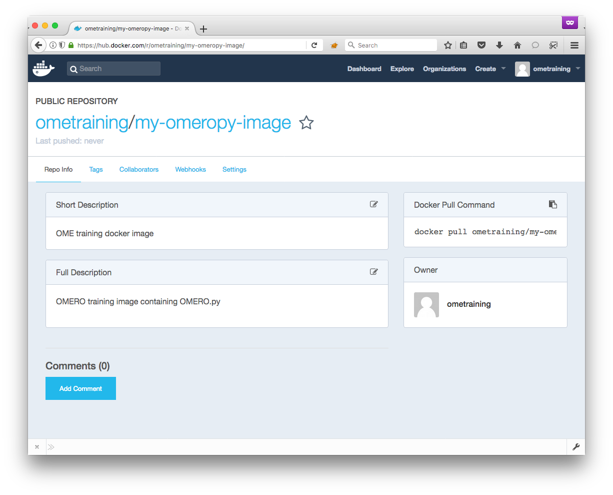 Docker Hub add repository